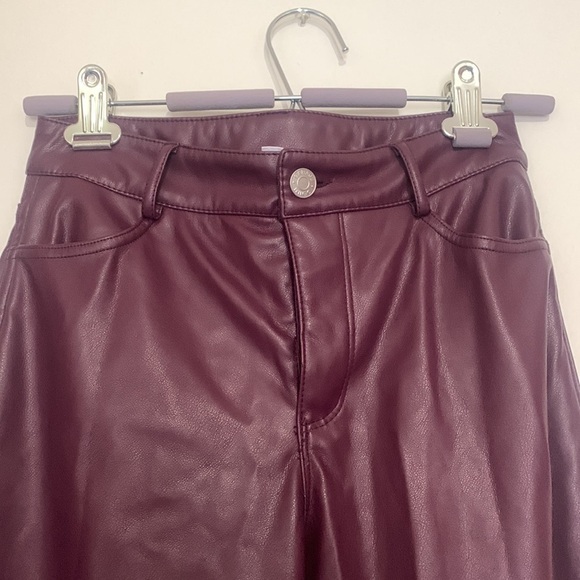 Garage High Rise Faux Leather Wide-Leg Pants Eggplant Purple XS - Picture 2 of 9
